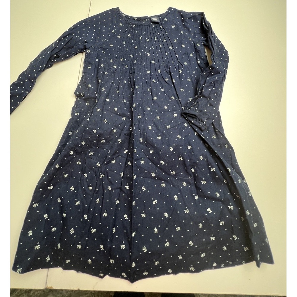 Baby GAP Toddler‎ Girl's Navy Blue White Lined Cotton Smock Pleat  Dress 4 Years